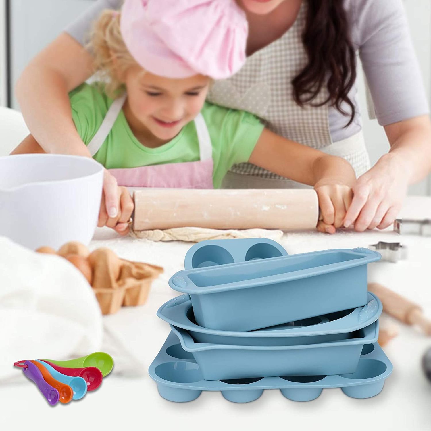 Nonstick Silicone Baking Set Oven Safe Heat Resistant Cake Pan and Cookie Cake Molds Tray for Muffin and Cake Tools