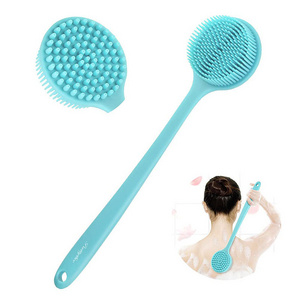 Multifunctional Silicone Rub Massage Bath Brushes Bathroom Cleaning Tools Silicone Bath Body Scrub Brush with Long Handle