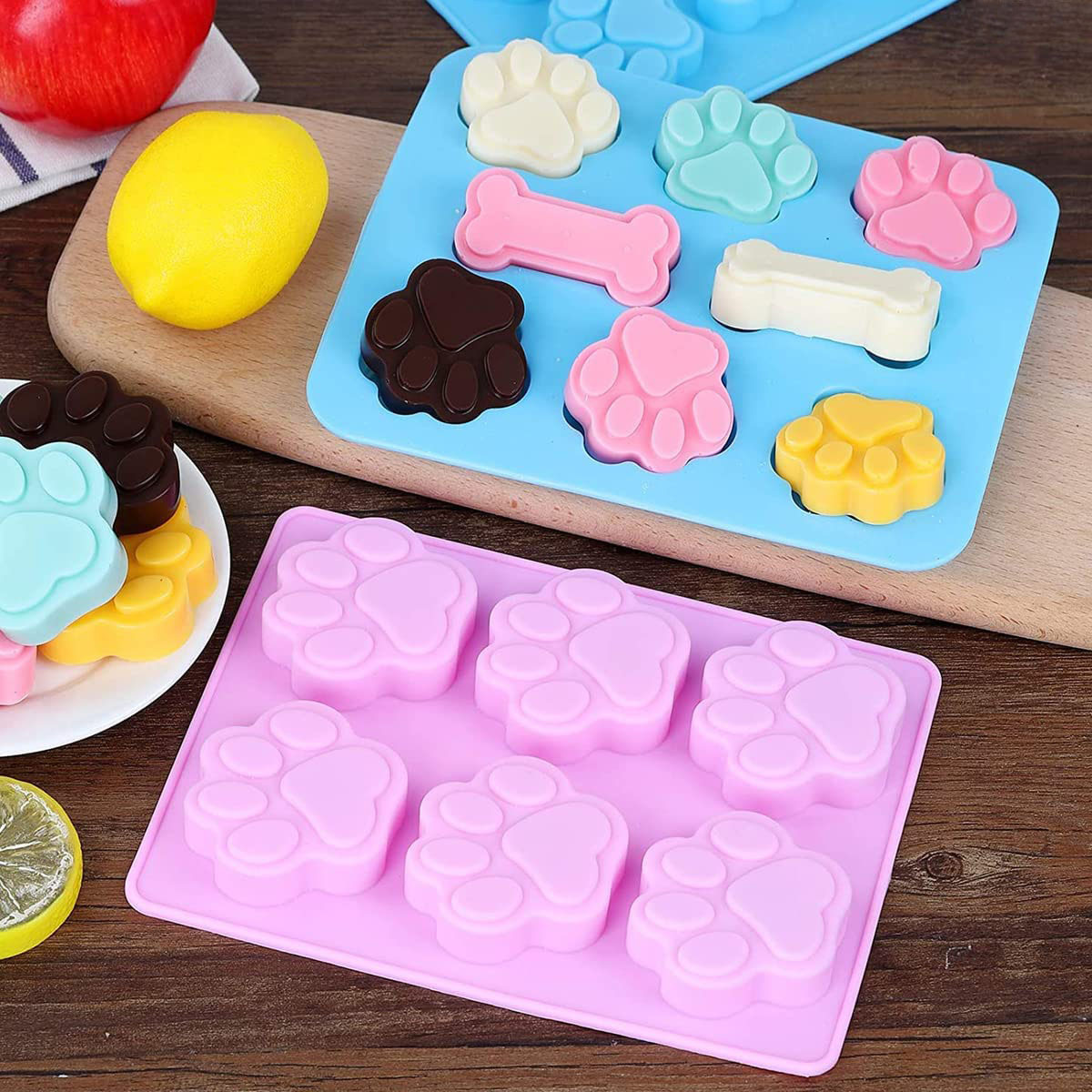 Ice Cubes Chocolate Molds Silicone Molds Puppy Dog Paw Baking Chocolate Dog Bone Silicone Dog Treat Molds