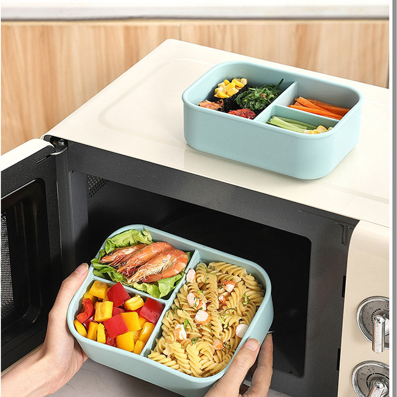 Kitchen Microwave Refrigerator Safe Food Container With Silicone Lids Silicone Storage Container Kids Bento Lunch Box