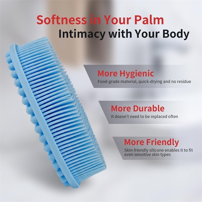 2 in 1 Silicone Silicone Body Scrubber Soft Bath Brush Exfoliating Body Brush Hair Shampoo Brush