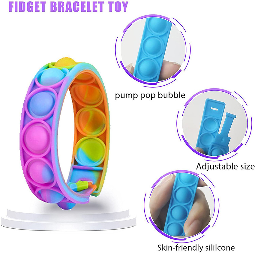 New Portable Stress Relief Wearable Wristband Simple Dimple Fidget Toy Sensory Bracelet Hand Toy for Kids Adults