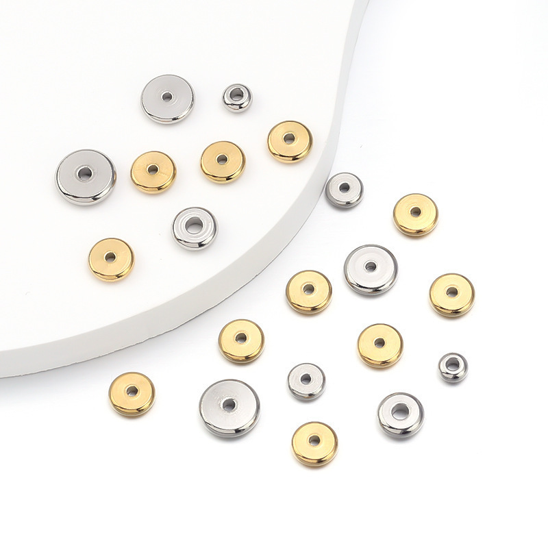 High Polished Flat Round Spacer Beads 304 Stainless Steel Disc Slices Beads Jewelry Metal Spacers for Bracelet Making