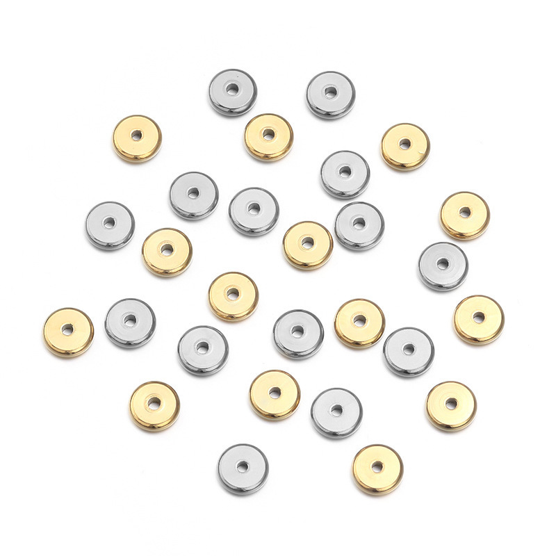 High Polished Flat Round Spacer Beads 304 Stainless Steel Disc Slices Beads Jewelry Metal Spacers for Bracelet Making