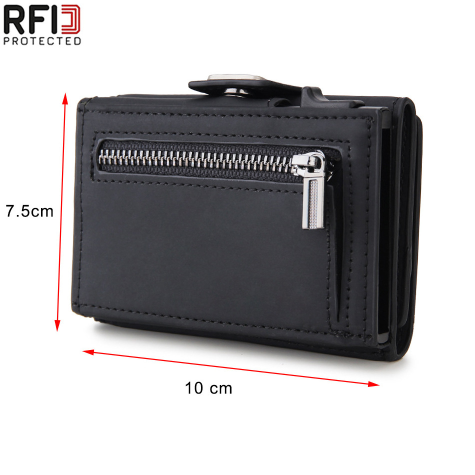 Amazon Wallet Men's Explosive Aluminum Alloy Wallet New Foreign Trade Zipper Coin Clip Carbon Fiber Metal Card Bag