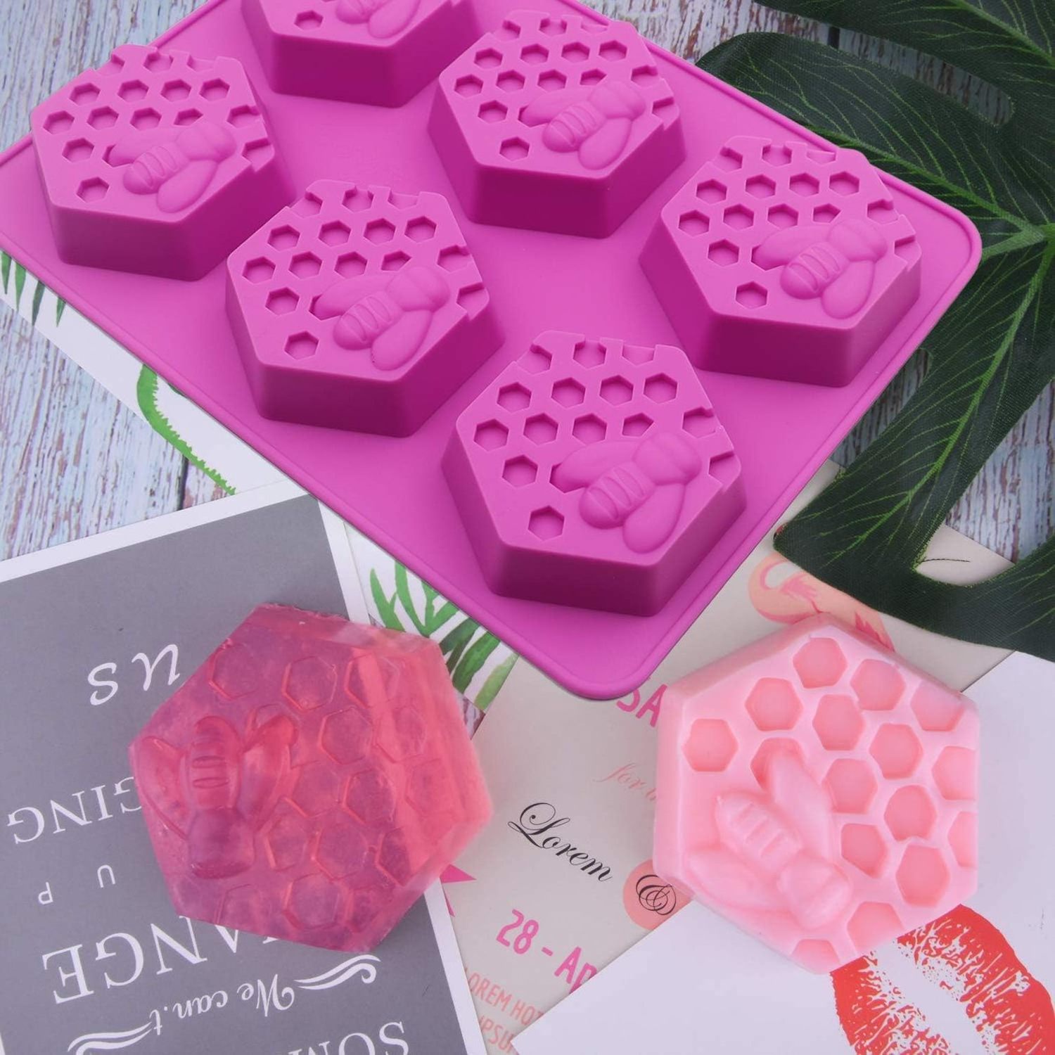 6 Cavity 3D Bee Soap Molds for Homemade Soap Bath Bombs Shower Steamer Lotion Bars Chocolate Candy