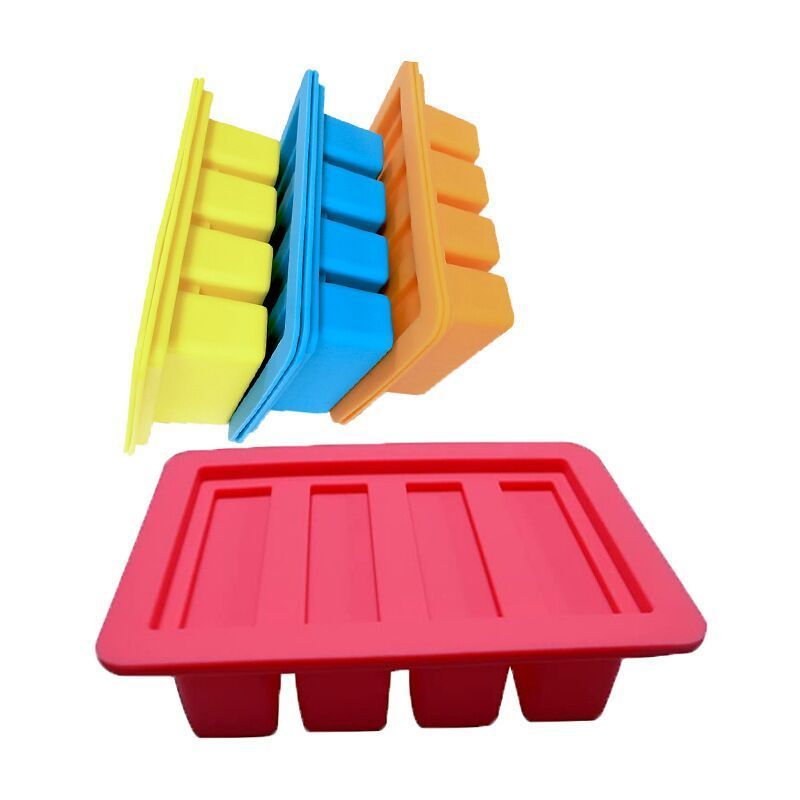 Silicone Butter Maker with Lid Storage Jar Large 4 Cavities Rectangle Container Butter Silicone Tray Mold