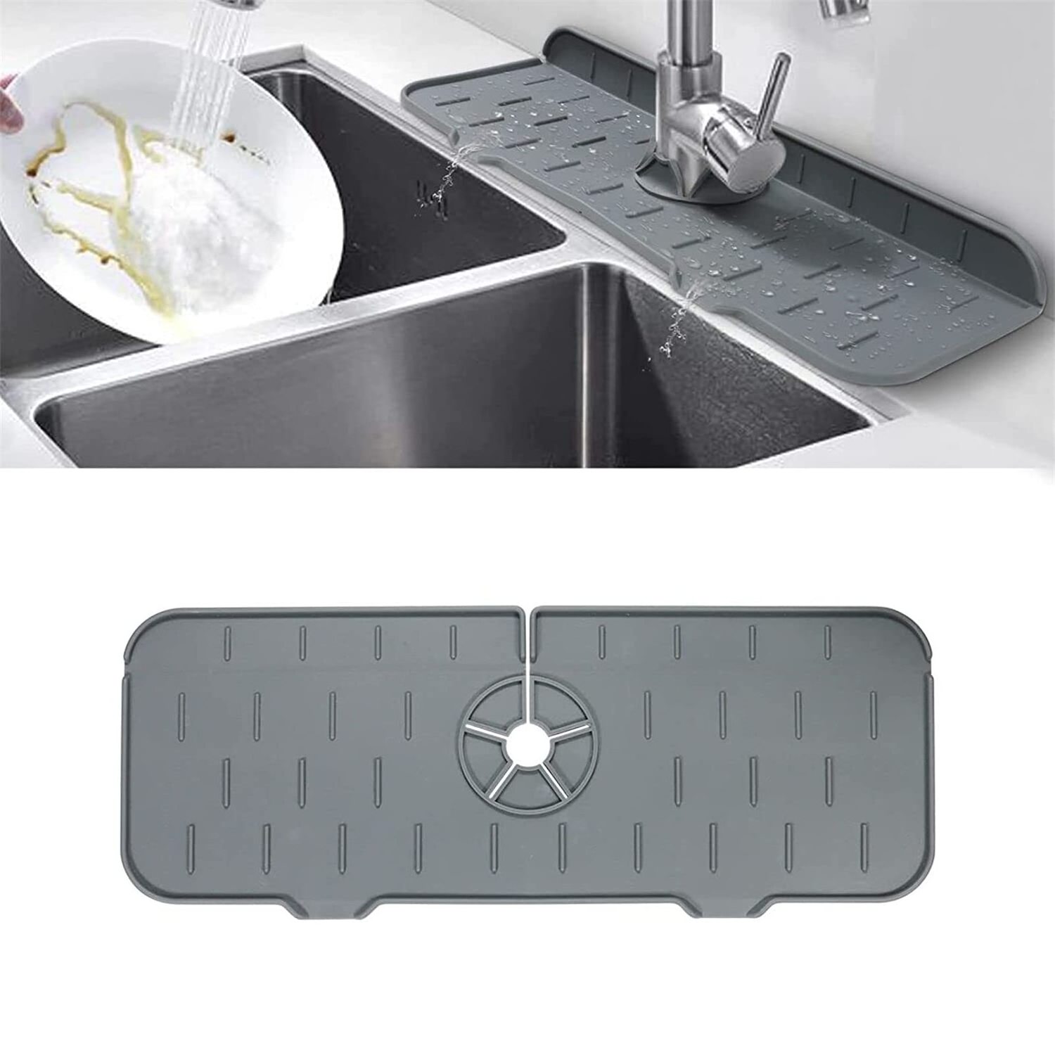 BPA Free Sink Draining Pad Behind Faucet Silicone Faucet Water Catcher Mat Kitchen Faucet Sink Splash Guard