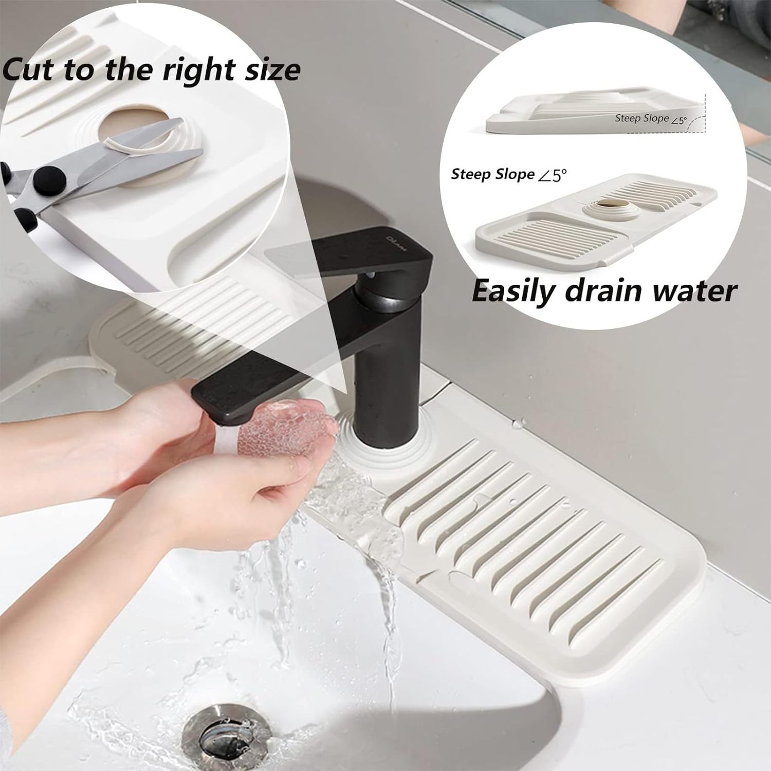 Silicone Splash Guard Catcher Faucet Absorbent Mat Catching Splash Drying Mat Faucet Sink Mat