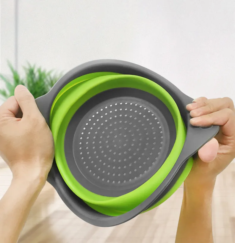 High quality collapsible filter basket silicone strainer set used in kitchen