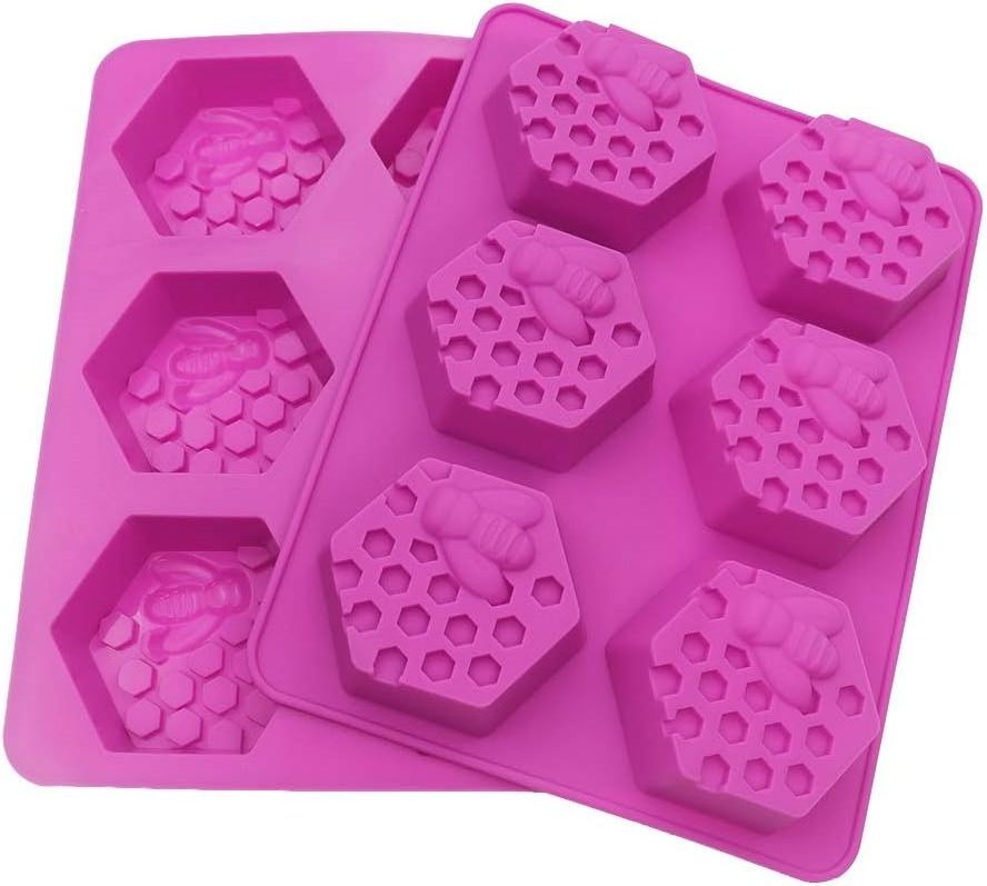 6 Cavity 3D Bee Soap Molds for Homemade Soap Bath Bombs Shower Steamer Lotion Bars Chocolate Candy