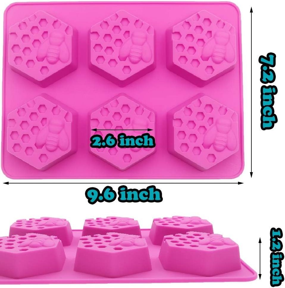 6 Cavity 3D Bee Soap Molds for Homemade Soap Bath Bombs Shower Steamer Lotion Bars Chocolate Candy