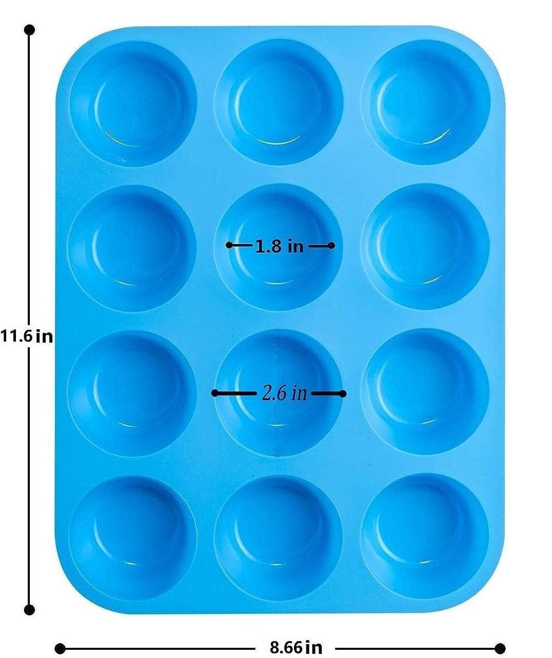 Nonstick Bakeware 12 Cups Round Cupcake Mold Baking Cake Pan Food Grade Silicone Muffin Tray