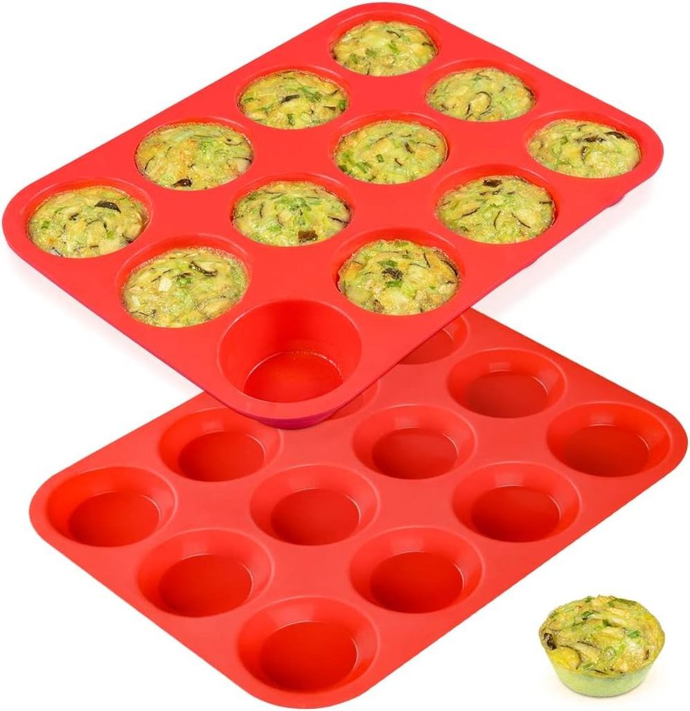 Nonstick Bakeware 12 Cups Round Cupcake Mold Baking Cake Pan Food Grade Silicone Muffin Tray