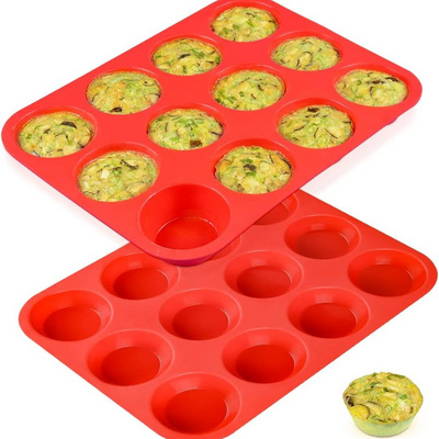 Nonstick Bakeware 12 Cups Round Cupcake Mold Baking Cake Pan Food Grade Silicone Muffin Tray