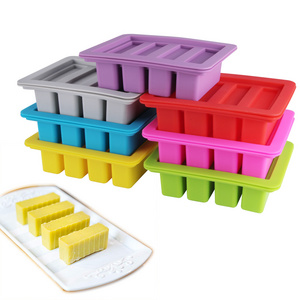 Silicone Butter Maker with Lid Storage Jar Large 4 Cavities Rectangle Container Butter Silicone Tray Mold