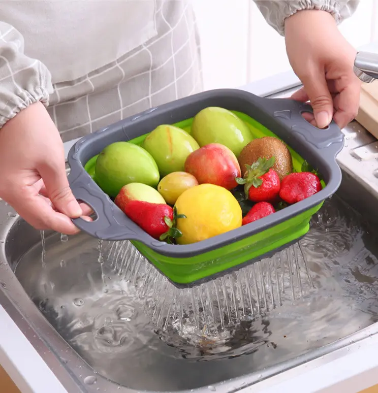 High quality collapsible filter basket silicone strainer set used in kitchen