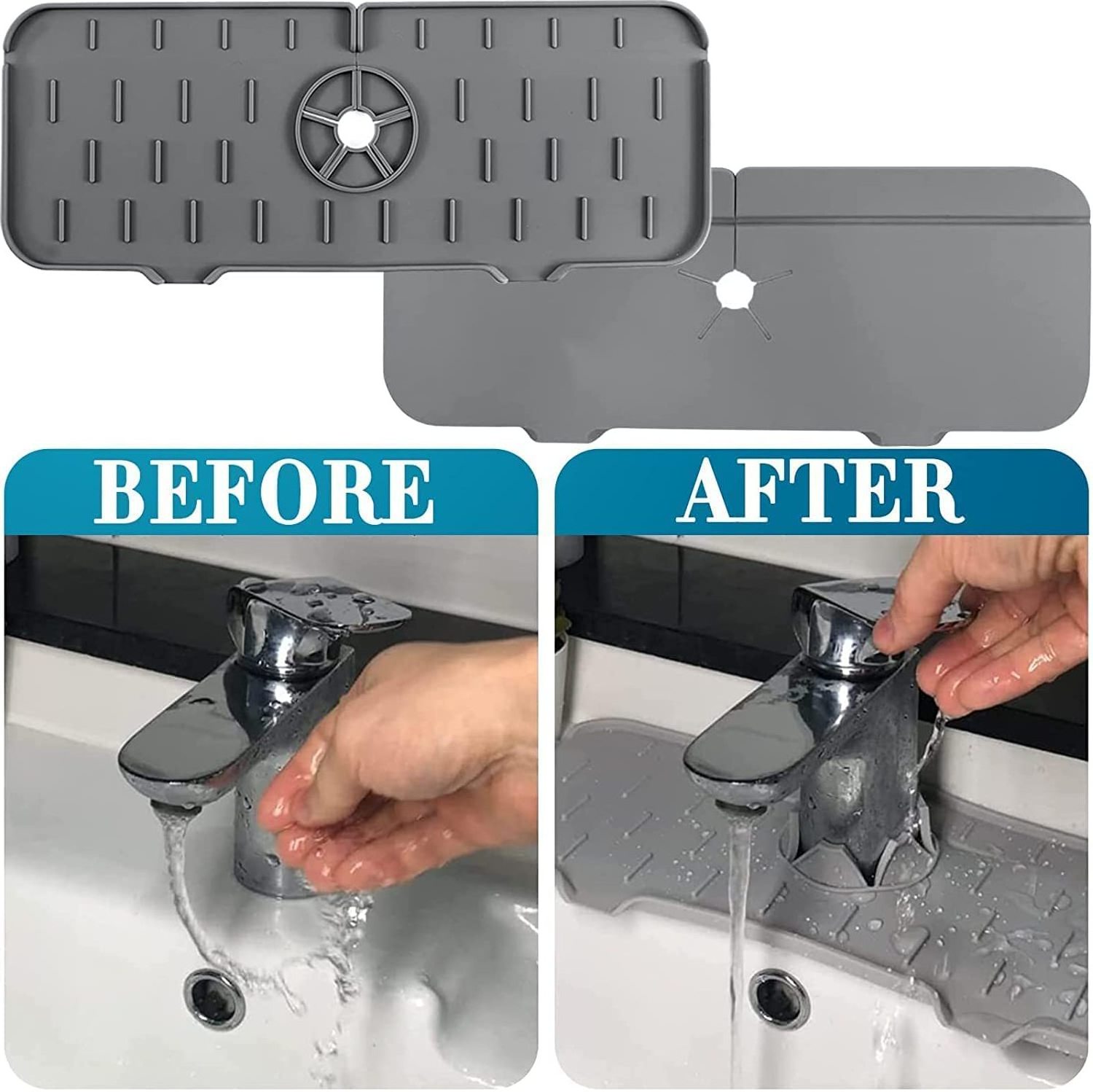 Sink Drain Pad Behind Faucet Protection Faucet Handle drip Catcher Silicone Faucet Sink Mat Sink Splash Guard