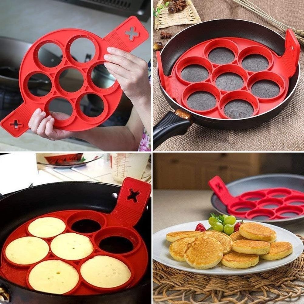 7 Cavity DIY Silicone Pancake Mold Egg Cooking Circle Egg Ring For Kitchen Cooking Silicone Omelet Mold