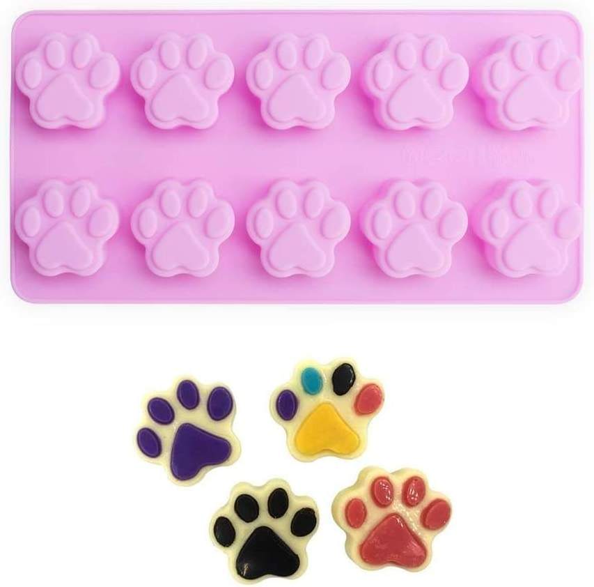 Silicone Molds Puppy Dog Paw and Dog Bone Silicone Dog Treat Molds for Chocolate Candy Cupcake