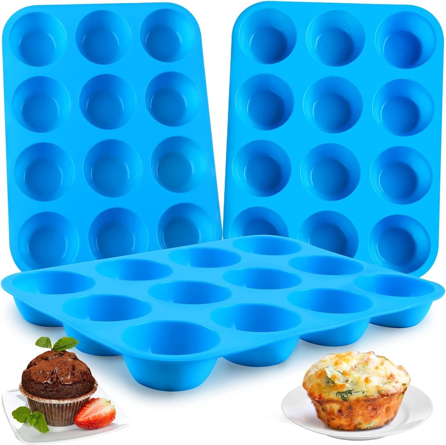 Nonstick Bakeware 12 Cups Round Cupcake Mold Baking Cake Pan Food Grade Silicone Muffin Tray