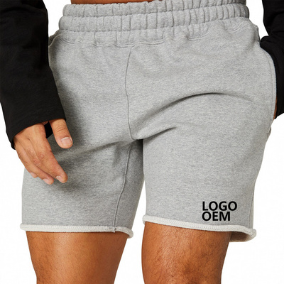 Wholesale Cotton-polyester Blend Men Blank Jogger Running Sweat Shorts Custom Logo Breathable Gym Fleece Workout Shorts