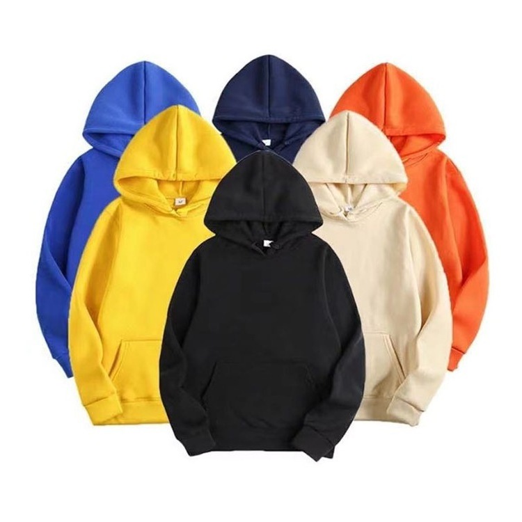 Wholesale Unisex Polyester Cotton Fleece Pullover Hoodies Manufacturer Custom Logo Black Plain Blank Men Hoodie Sweatshirts