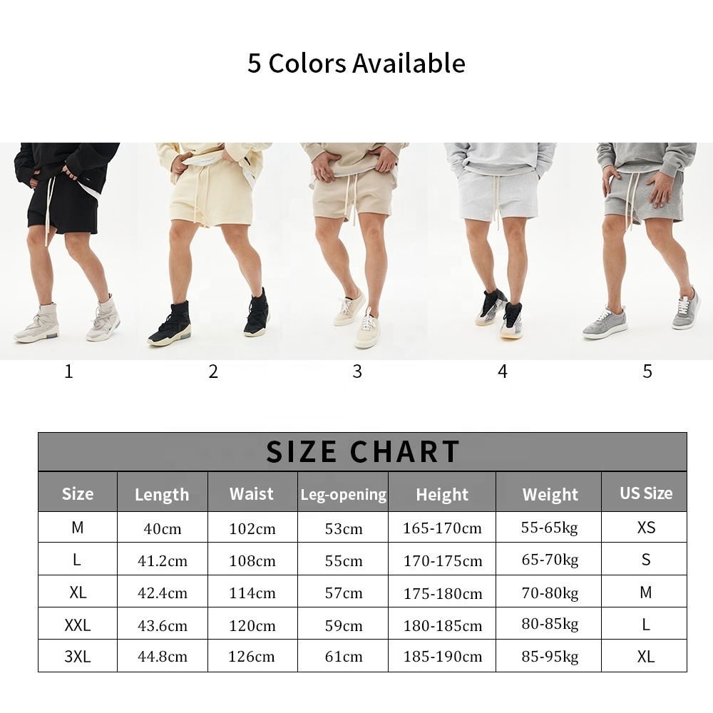 Wholesale Plain Streetwear Drawstring Blank Heavy Thick French Terry Cotton Jogger Shorts Men Cotton Fleece Sweat Shorts