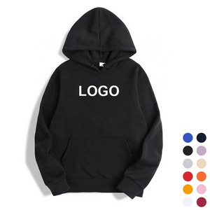 Wholesale Unisex Polyester Cotton Fleece Pullover Hoodies Manufacturer Custom Logo Black Plain Blank Men Hoodie Sweatshirts