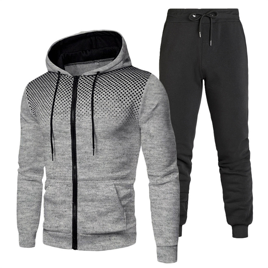 Custom Logo Polyester Sport Zipper Hoodies Sweatshirts Jogging Pants Track Suit Running Sportswear Men Plain Tracksuit Set