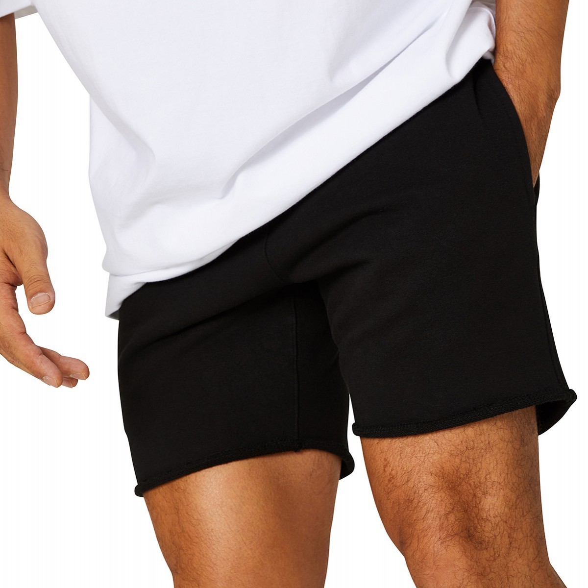 Wholesale Cotton-polyester Blend Men Blank Jogger Running Sweat Shorts Custom Logo Breathable Gym Fleece Workout Shorts