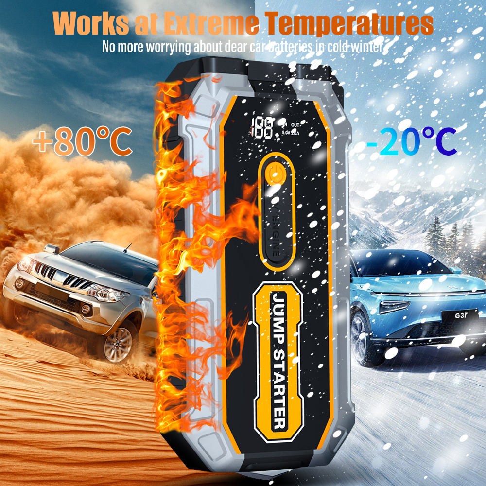 1200A Ultra Safe Car Battery Jump Starter 12V Portable Charger Jumper Cables For 6.0L Gasoline and 3.0L Diesel Engines