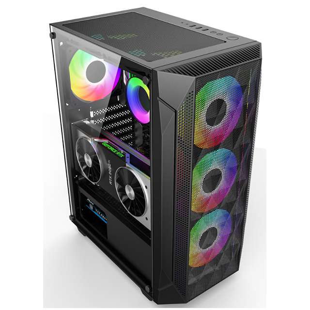 Hongyi Wind desktop towers rgb matx atx itx tempered glass Mesh front panel computer pc gaming gamer case micro atx pc cobinet