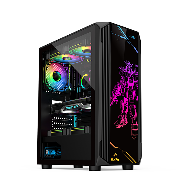 Hongyi 0.5mm SPCC tempered glass black coating ATX/M-ATX/ITX gamer gaming computer pc cases & towers with rgb fan and controller