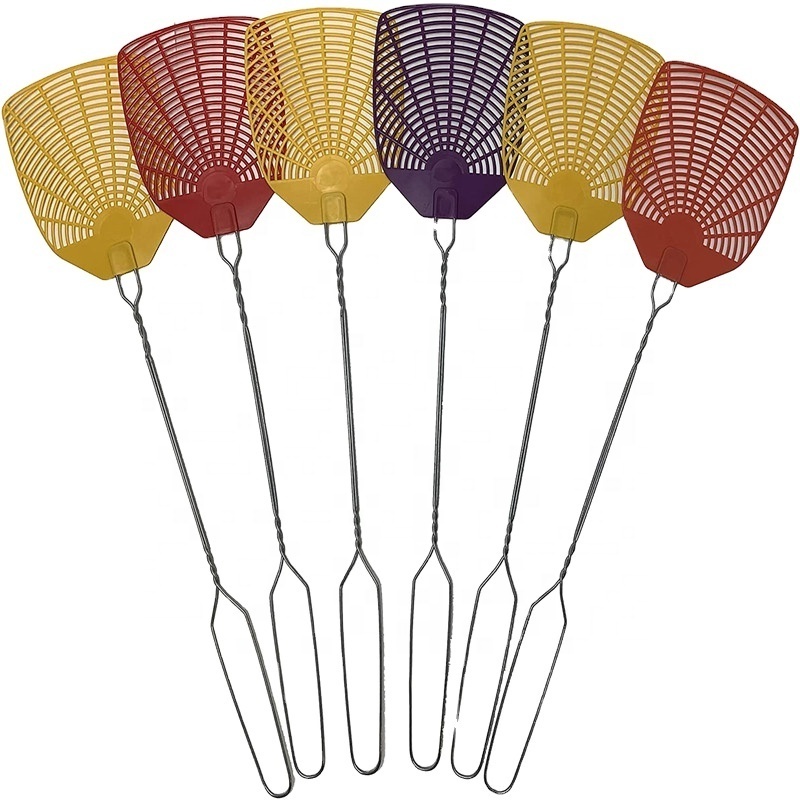 Long handle colorful metal wire plastic fly swatter