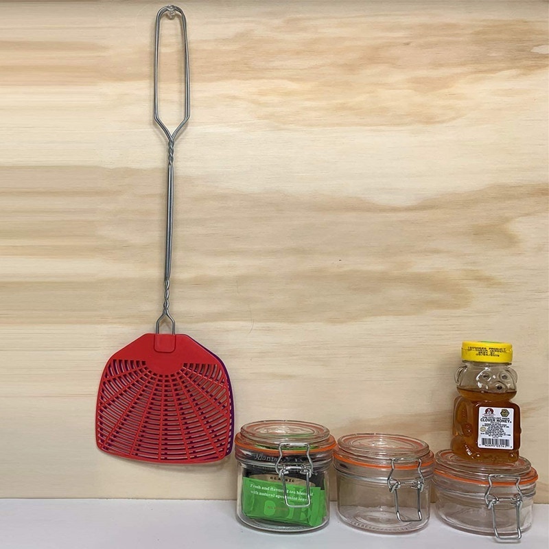 Metal braided wire long handle mini plastic fly swatter