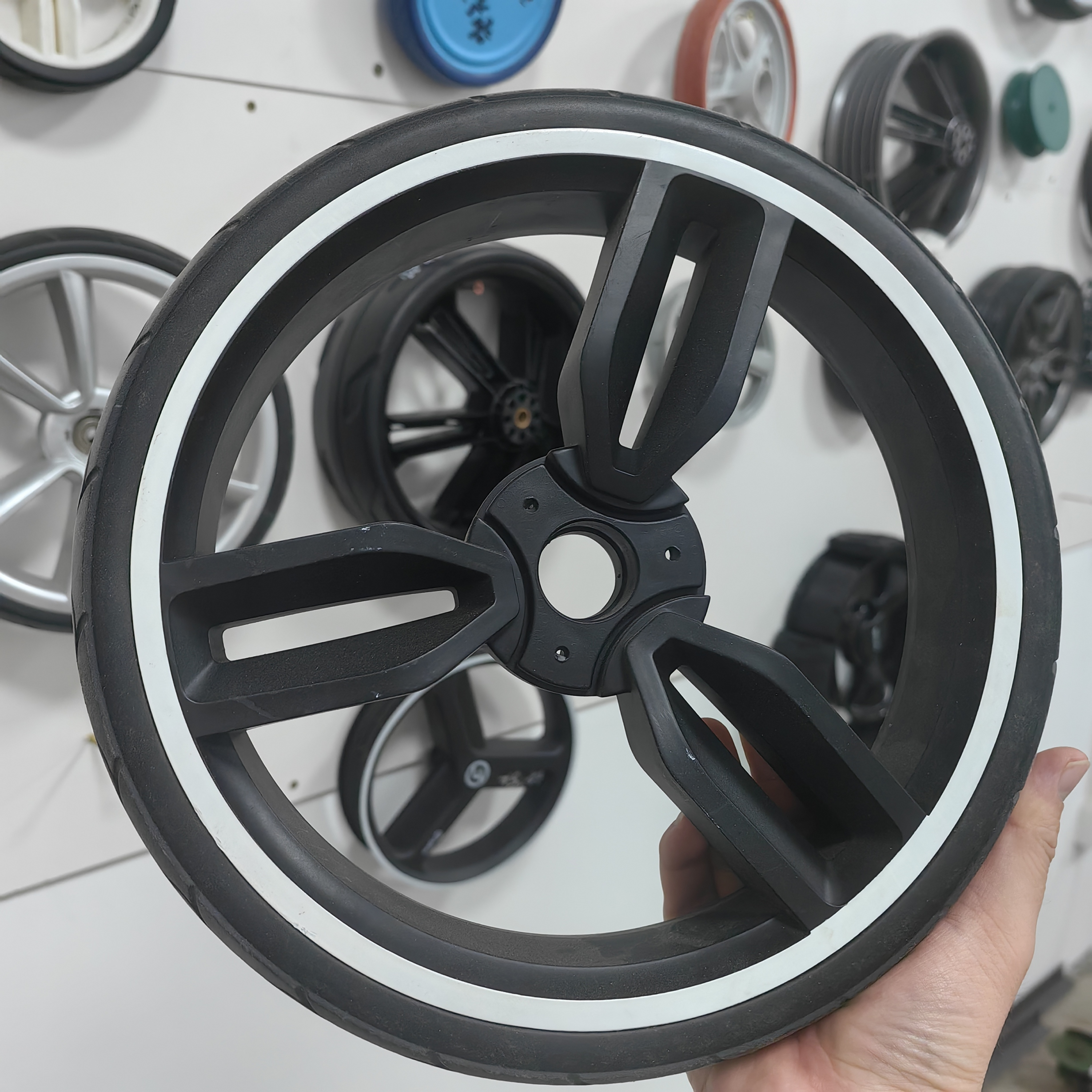 Factory Customized, baby wheels, stroller accessories, silk screen printing, paint spraying, electroplating  EVA foaming  wheel