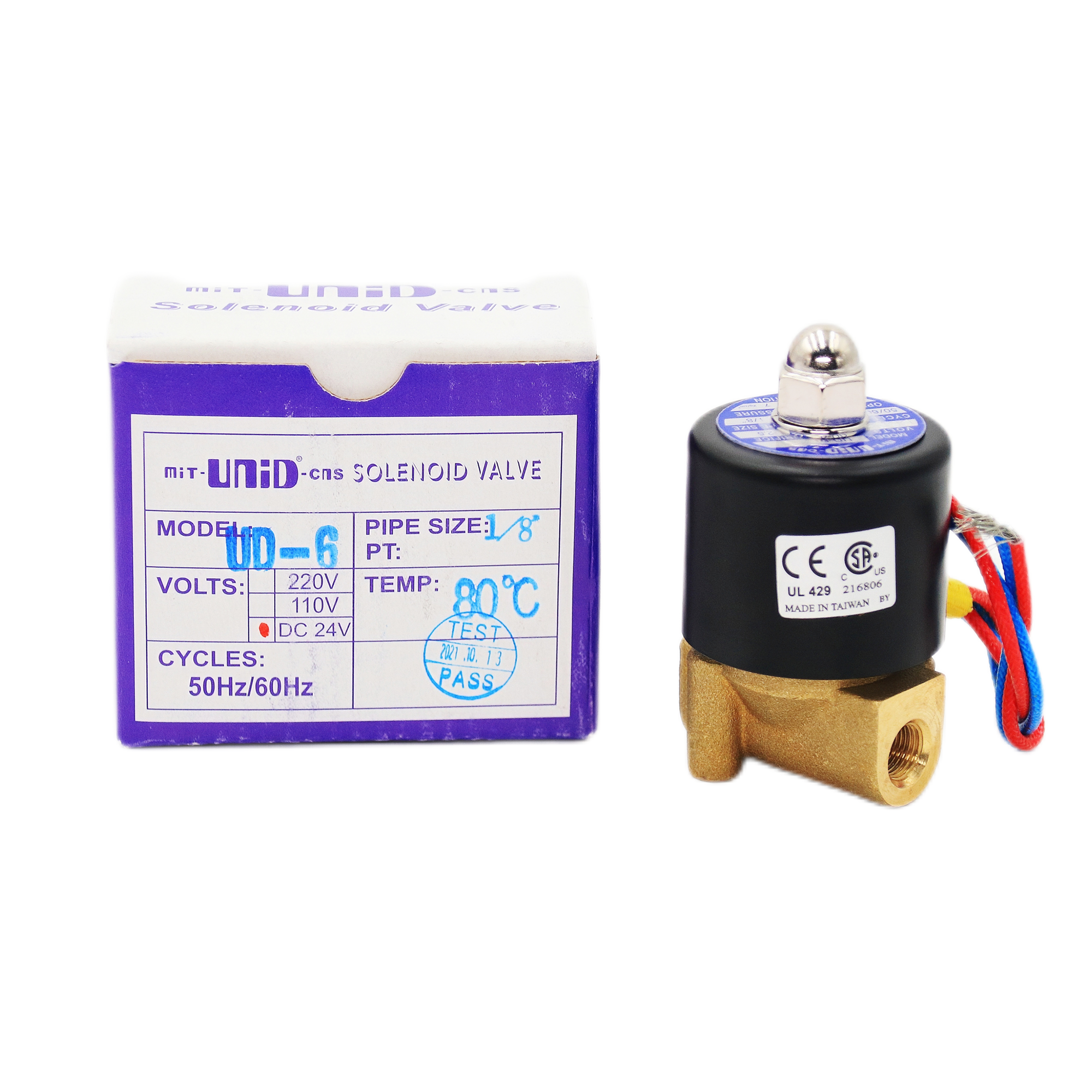 MIT-UNID-CNS Brand UD-6 1/8 Inch Solenoid Valve 220v AC Copper Coil Gas Solenoid Valve Brass Solenoid Control Valve for Water