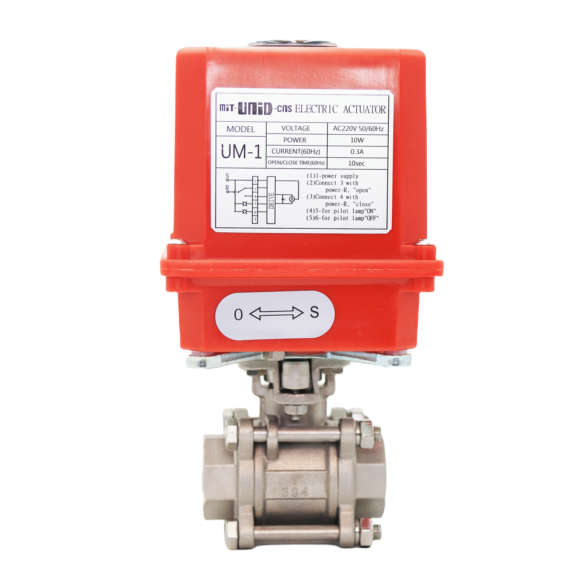 MIT-UNID-CNS 2 Way 3 way electric motor valve Stainless Steel Motorized Flow Control Valve  Electric Actuator Ball Valve