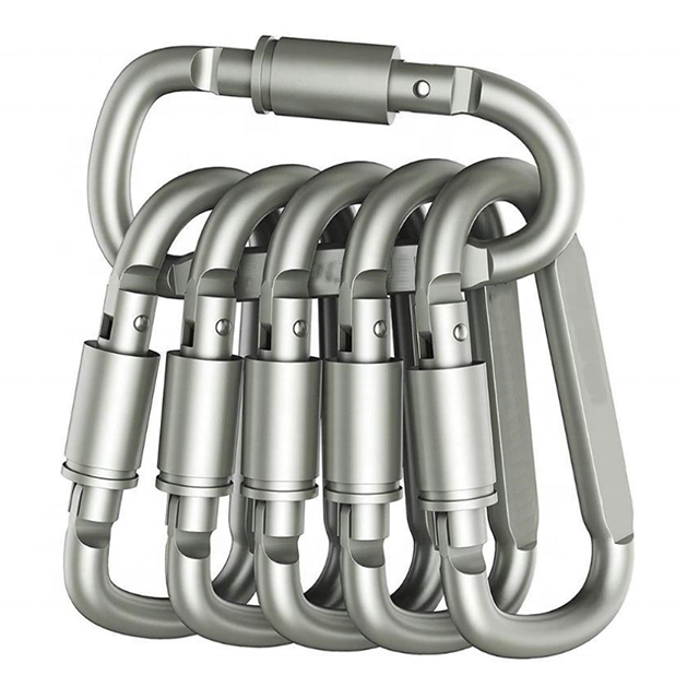 Carabiner supplier customized high quality stainless steel automatic lock silver carabiner