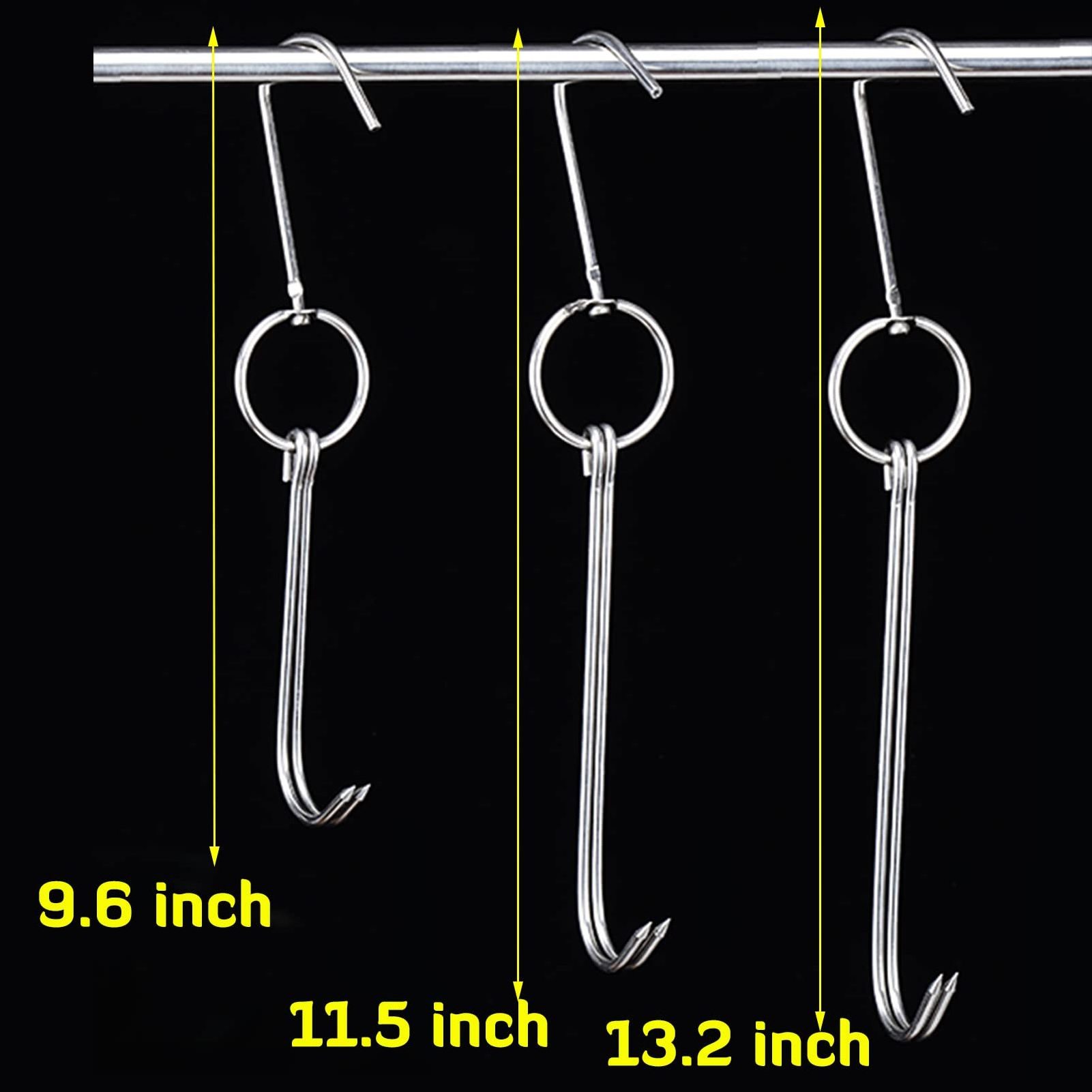 Stainless Steel Meat Hooks with Double Hook Poultry Roast Duck Bacon Hanging Hook Grill Hanger for Drying Cooking BBQ