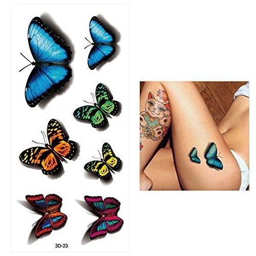 Hot selling Wholesale Retail Orange Flowers 3D Butterfly Sexy Body Art Waterproof Custom Temporary Tattoo Sticker