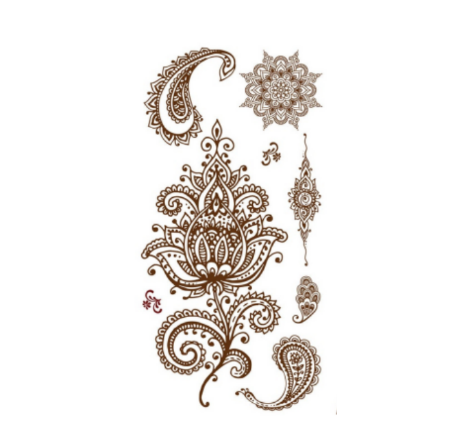 Customized Brown White Stencils Waterproof Hands Nail Henna Tattoo Stickers