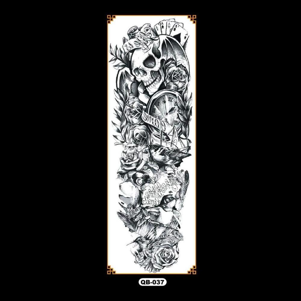 Retail Wholesale Tribal Tiger Skull Design Half Full Arm Band Sleeve Temporary Tattoo Sticker for Men Women Body Art