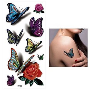 Hot selling Wholesale Retail Orange Flowers 3D Butterfly Sexy Body Art Waterproof Custom Temporary Tattoo Sticker