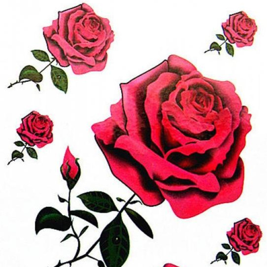 Gilded Waterproof Sexy Red Roses Tattoo Sticker For Girls