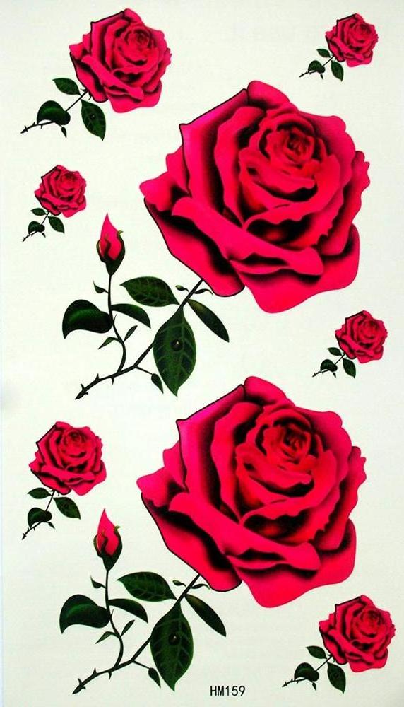 Gilded Waterproof Sexy Red Roses Tattoo Sticker For Girls