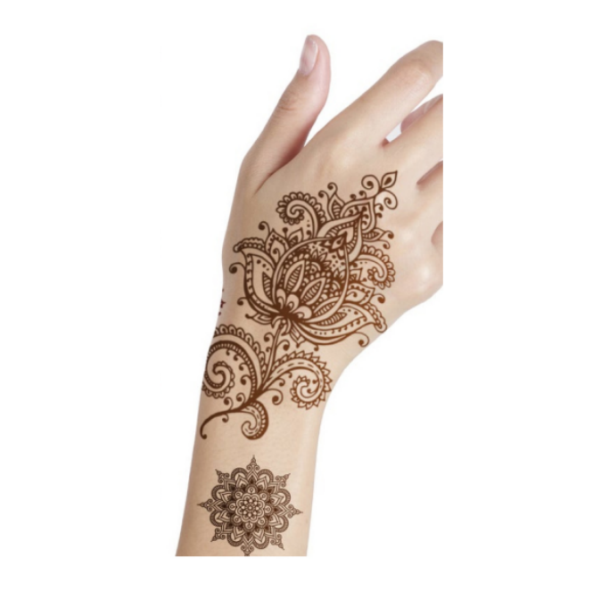 Customized Brown White Stencils Waterproof Hands Nail Henna Tattoo Stickers