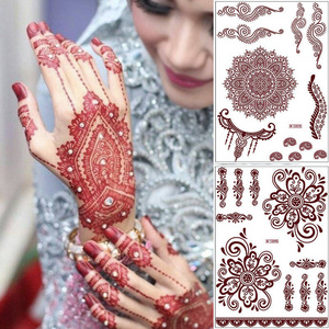 Free Samples Custom Tattoo Stickers Temporary Brown Maroon Henna Tattoo Sticker Waterproof Tattoo Stickers Party Supplies