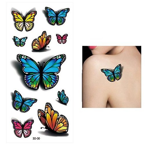 Hot selling Wholesale Retail Orange Flowers 3D Butterfly Sexy Body Art Waterproof Custom Temporary Tattoo Sticker